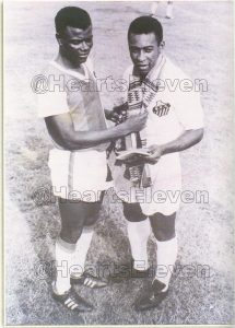On the 6th February, 1969, Accra Hearts of Oak were held to a 2-2 drawn game by a Pele-led Santos FC of Brazil in an international friendly at the Accra Sports Stadium. Photo Courtesy: heartseleven